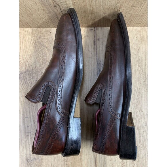 Mercanti Fiorentini Leather Slip On Brogue Dress Shoes Men Size 10 M Brown 5000 main image 12